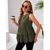 imageFloerns Womens Maternity Sleeveless Ruffle Hem Ruched Peplum Tank TopsArmy Green