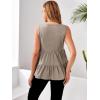 imageFloerns Womens Maternity Sleeveless Ruffle Hem Ruched Peplum Tank TopsKhaki
