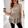 imageFloerns Womens Maternity Sleeveless Ruffle Hem Ruched Peplum Tank TopsKhaki