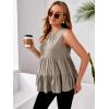 imageFloerns Womens Maternity Sleeveless Ruffle Hem Ruched Peplum Tank TopsKhaki