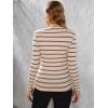 imageFloerns Womens Maternity Striped Print Long Sleeve Rib Knit Casual Tee ShirtApricot
