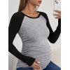 imageFloerns Womens Maternity Striped Print Long Sleeve Rib Knit Casual Tee ShirtBlack and Grey