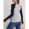 imageFloerns Womens Maternity Striped Print Long Sleeve Rib Knit Casual Tee ShirtBlack and Grey