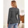 imageFloerns Womens Maternity Striped Print Long Sleeve Rib Knit Casual Tee ShirtBlack and White