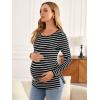 imageFloerns Womens Maternity Striped Print Long Sleeve Rib Knit Casual Tee ShirtBlack and White