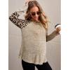 imageFloerns Womens Maternity Striped Print Long Sleeve Rib Knit Casual Tee ShirtBrown N