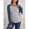 imageFloerns Womens Maternity Striped Print Long Sleeve Rib Knit Casual Tee ShirtGrey Navy Blue