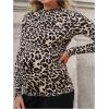 imageFloerns Womens Maternity Striped Print Long Sleeve Rib Knit Casual Tee ShirtLeopard Apricot