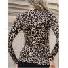 imageFloerns Womens Maternity Striped Print Long Sleeve Rib Knit Casual Tee ShirtLeopard Apricot
