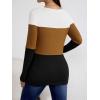 imageFloerns Womens Maternity Striped Print Long Sleeve Rib Knit Casual Tee ShirtWhite Brown Black