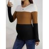 imageFloerns Womens Maternity Striped Print Long Sleeve Rib Knit Casual Tee ShirtWhite Brown Black