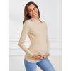 imageFloerns Womens Maternity Tops Mock Neck Long Sleeve Ribbed Knit Tee ShirtApricot