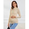 imageFloerns Womens Maternity Tops Mock Neck Long Sleeve Ribbed Knit Tee ShirtApricot