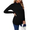 imageFloerns Womens Maternity Tops Mock Neck Long Sleeve Ribbed Knit Tee ShirtBlack