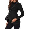 imageFloerns Womens Maternity Tops Mock Neck Long Sleeve Ribbed Knit Tee ShirtBlack Dull