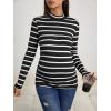 imageFloerns Womens Maternity Tops Mock Neck Long Sleeve Ribbed Knit Tee ShirtBlack Striped