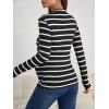imageFloerns Womens Maternity Tops Mock Neck Long Sleeve Ribbed Knit Tee ShirtBlack Striped
