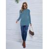 imageFloerns Womens Maternity Tops Mock Neck Long Sleeve Ribbed Knit Tee ShirtDusty Blue Solid
