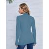 imageFloerns Womens Maternity Tops Mock Neck Long Sleeve Ribbed Knit Tee ShirtDusty Blue Solid