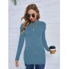 imageFloerns Womens Maternity Tops Mock Neck Long Sleeve Ribbed Knit Tee ShirtDusty Blue Solid