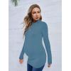 imageFloerns Womens Maternity Tops Mock Neck Long Sleeve Ribbed Knit Tee ShirtDusty Blue Solid