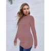 imageFloerns Womens Maternity Tops Mock Neck Long Sleeve Ribbed Knit Tee ShirtRose Red