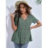 imageFloerns Womens Maternity V Neck Short Sleeve Button Front Peplum Blouse TopA Green
