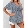 imageFloerns Womens Maternity V Neck Short Sleeve Button Front Peplum Blouse TopBlue B