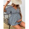 imageFloerns Womens Maternity V Neck Short Sleeve Button Front Peplum Blouse TopBlue B