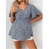 imageFloerns Womens Maternity V Neck Short Sleeve Button Front Peplum Blouse TopBlue B