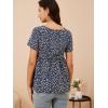 imageFloerns Womens Maternity V Neck Short Sleeve Button Front Peplum Blouse TopDark Blue