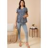 imageFloerns Womens Maternity V Neck Short Sleeve Button Front Peplum Blouse TopDark Blue
