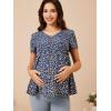 imageFloerns Womens Maternity V Neck Short Sleeve Button Front Peplum Blouse TopDark Blue
