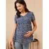 imageFloerns Womens Maternity V Neck Short Sleeve Button Front Peplum Blouse TopDark Blue