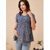 imageFloerns Womens Maternity V Neck Short Sleeve Button Front Peplum Blouse TopDark Blue