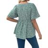 imageFloerns Womens Maternity V Neck Short Sleeve Button Front Peplum Blouse TopGreen a