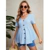 imageFloerns Womens Maternity V Neck Short Sleeve Button Front Peplum Blouse TopLight Blue