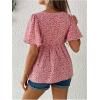 imageFloerns Womens Maternity V Neck Short Sleeve Button Front Peplum Blouse TopPink B