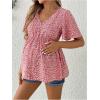 imageFloerns Womens Maternity V Neck Short Sleeve Button Front Peplum Blouse TopPink B