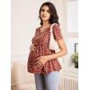imageFloerns Womens Maternity V Neck Short Sleeve Button Front Peplum Blouse TopRed