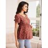 imageFloerns Womens Maternity V Neck Short Sleeve Button Front Peplum Blouse TopRed