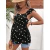 imageFloerns Womens Striped Print Boat Neck Tie Back Sleeveless Maternity Peplum Blouse TopsBlack Daisy Floral