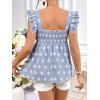 imageFloerns Womens Striped Print Boat Neck Tie Back Sleeveless Maternity Peplum Blouse TopsBlue Floral