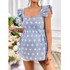 imageFloerns Womens Striped Print Boat Neck Tie Back Sleeveless Maternity Peplum Blouse TopsBlue Floral
