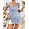 imageFloerns Womens Striped Print Boat Neck Tie Back Sleeveless Maternity Peplum Blouse TopsBlue Floral