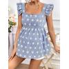 imageFloerns Womens Striped Print Boat Neck Tie Back Sleeveless Maternity Peplum Blouse TopsBlue Floral
