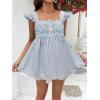 imageFloerns Womens Striped Print Boat Neck Tie Back Sleeveless Maternity Peplum Blouse TopsBlue White Multi