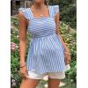 imageFloerns Womens Striped Print Boat Neck Tie Back Sleeveless Maternity Peplum Blouse TopsBlue and White