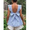 imageFloerns Womens Striped Print Boat Neck Tie Back Sleeveless Maternity Peplum Blouse TopsBlue and White