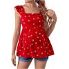 imageFloerns Womens Striped Print Boat Neck Tie Back Sleeveless Maternity Peplum Blouse TopsBurgundy